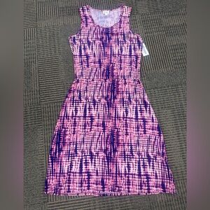 NWT LuLaRoe Summer Pink and Purple Tie Dyed Tank Dress Sz L